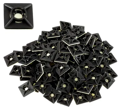 Produktbild von Kabelbindergestelle mit klebenden Halterungen, 19 mm x 19 mm, Schwarz, 100 Stück