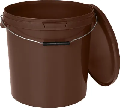 Produktbild von BenBow Eimer mit Deckel 30L x100 Braun - lebensmittelecht, stabil, luftdicht, auslaufsicher, geruchsneutral - Plastikeimer mit Henkel - leer