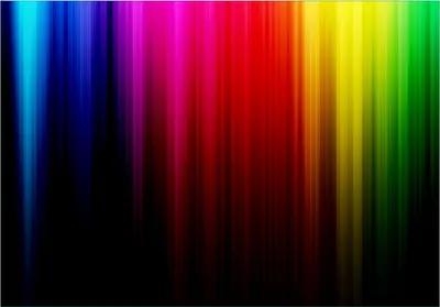 Produktbild von Wallario Fototapete Vliestapete, seidenmatte Oberfläche, einfache Verarbeitung, Größe 300 x 210 cm, Motiv Bunte Regenbogenstreifen auf Schwarz