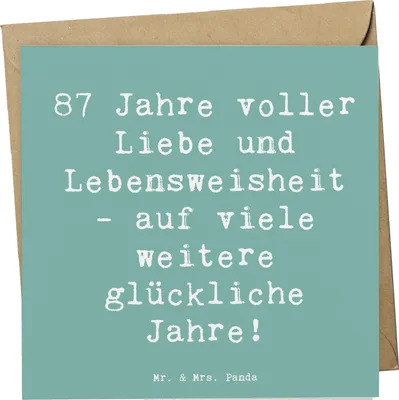 Produktbild von Mr. & Mrs. Panda Grußkarte Spruch 87. Geburtstag Liebe - Meeresbrise - Geschenk, Klappkarte, Ehrentag 87 Jahre, wie feiern mit, Geburtstagsgeschenk, Alter, Glückwunsch
