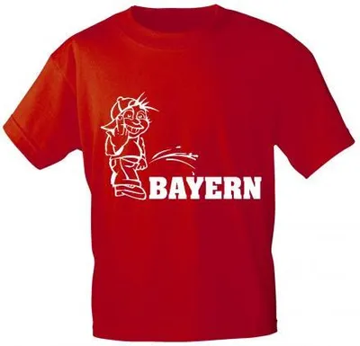 Produktbild von T-Shirt mit Print Pinkelmännchen Bayern 09608 rot Gr. S-XXL Größe - M