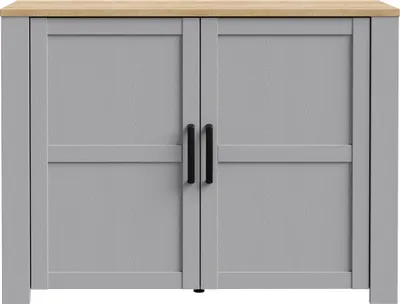 Produktbild von Kommode >BOHOL< 2 Türen, Riviera Eiche Nachbildung / Eiche grau - 116,4x87x42cm (BxHxT)