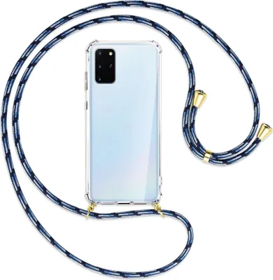 Produktbild von Handykette Backcover-Schutzhülle mit Band (Metall goldfarben) für Samsung Galaxy S20 Plus - Blautöne