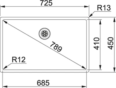 Produktbild von Franke BXX 210/110-68, Aufsatzwanne, Rechteckig, Edelstahl, Edelstahl, 1 Becken, Rechteckig