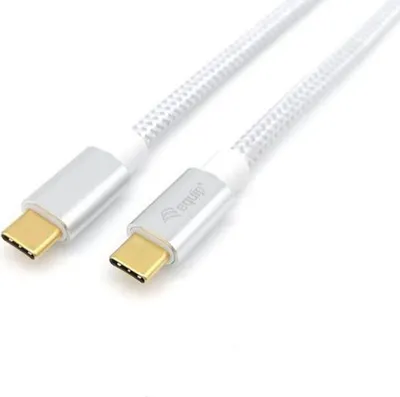 Produktbild von Equip USB 3.2 Gen 2 Typ C Kabel, M/M, 0.5m, 5A, 0,5 m, USB C, USB C, USB 3.2 Gen 2 (3.1 Gen 2), 10 Gbit/s, Silber, Weiß