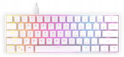 Immagine prodotto di Tastiera da gaming meccanica KRUX Qara, 60%, bianca, interruttori Outemu Red, RGB, bianca