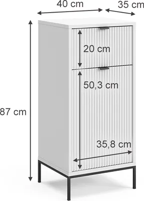Obrázok produktu pre Midi skrinka Vicco Eliza biely 40 x 87 cm s dvierkami a zásuvkou, Model 49512