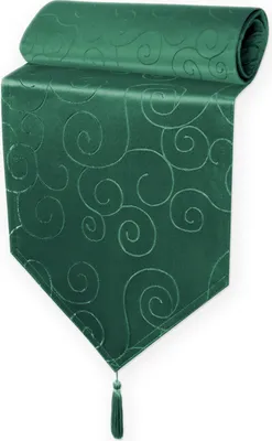 Produktbild von Tischläufer 33x210 cm Grün Damast Ornamente klassisch Tischdecke Läufer spitz zulaufend