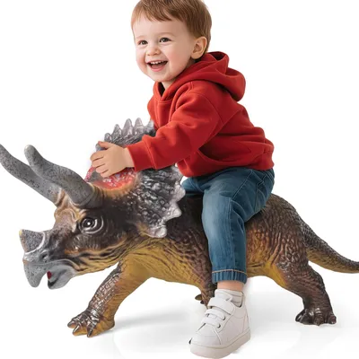 Image de Figurine de dinosaure, 81 cm, Tricératops, pour enfants de 3 à 7 ans, jouet