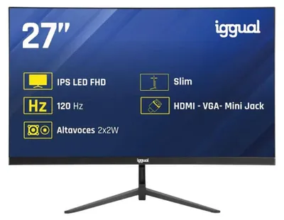 Zdjęcie produktu dla iggual ML27SMM, 68,6 cm (27"), 1920 x 1080 px, Full HD, LED, 1 ms, Czarny