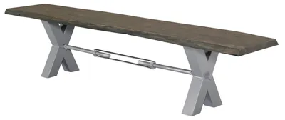 Produktbild von MASSIVMOEBEL24.DE Bank Akazie 180x38x46 grau lackiert IRON LABEL #141
