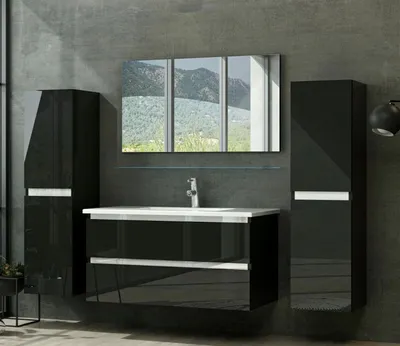 Produktbild von Badmöbel Set Kairo 6-teilig 60 cm Schwarz