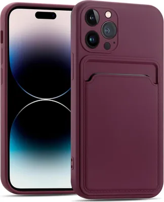Produktbild von Conie Schutzhülle für iPhone 16 Pro mit Kartenfach Tasche Case Cover Bumper Silikon Hülle in Lila