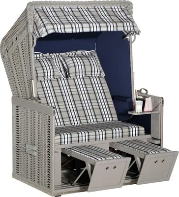Produktbild von Sonnenpartner Konsul 2-Sitzer Strandkorb Halbliegemodell taupe/modena blau