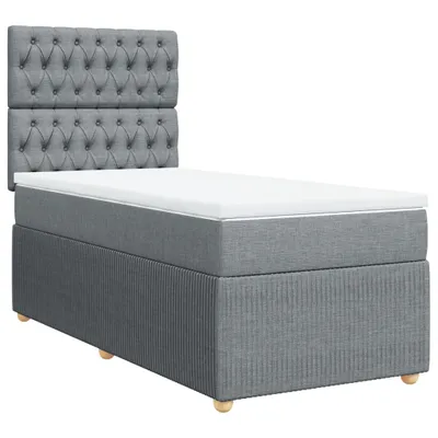 Produktbild von Boxspringbett mit Matratze Hellgrau 90x200 cm Stoff