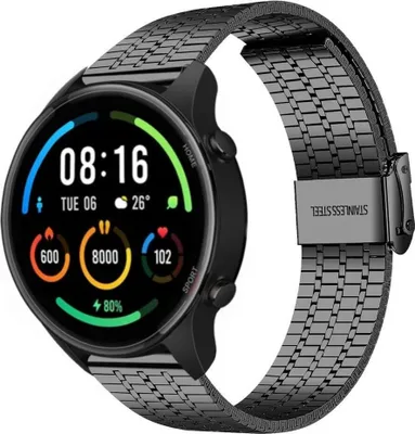 Produktbild von Strap-it Edelstahlarmband - Kompatibel mit Xiaomi Mi Watch Armband Ersatzarmband Edelstahl - Verstellbarer Verschluss - Hochwertiges Material - für Smartwatch 22mm Armband Schwarz