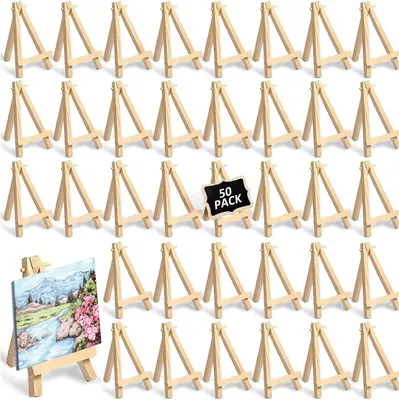 Productafbeelding van 50 Stuks Mini Ezel Hout, Kleine Houten Schildersezel 8 x 15 cm, Opvouwbare Driehoek Standaard voor Tafeldecoratie, Naamkaartjes, Foto