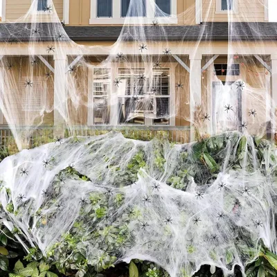 Obrázek produktu pro 200 g umělé pavučiny na Halloween – dekorace – sada 30 kusů – 30 kusů umělých pavučin, elastické