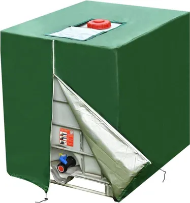Obrázek produktu pro Kryt na vodní nádrž, plachta pro 1000l IBC nádrž, zelené plachtové víko 420D, kryt na IBC nádrž, odolný vůči UV záření, prachotěsný, kryt kontejneru, ochranná plachta pro IBC nádrž