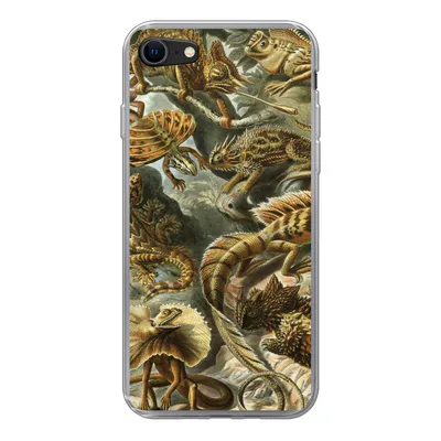 Produktbild von MuchoWow® Handyhülle Schutzhülle Hülle für iPhone SE 2020 Lacertilia - Alte Meister - Kunst Silikon Softcase Handy Hülle - Kartenbesitzer