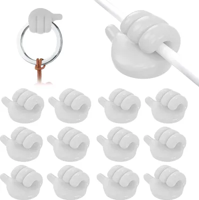 Produktbild von Selbstklebende Handhaken - 12 Stück - Daumen hoch - Kreative Wandhaken - Silikon - Kabelclips