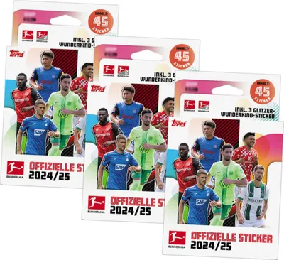 Produktbild von Topps Bundesliga Sticker 2025 - Fußball Sammelsticker - 3 Blister