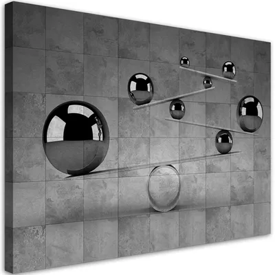 Produktbild von Leinwandbild Silberne 3D-Kugeln 60x40 Feeby Schwarz bild für die wand bereit zum aufhängen