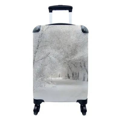 Produktbild von MuchoWow® Koffer Handgepäck Trolley Rollkoffer Kleine Reisekoffer mit 4 Rollen - Bäume - Schnee - Winter - Cabin Size < 55x40x23 cm & 55x40x20 cm - Fotokoffer - Kabinenkoffer - Boardgepäck - Reise-Box - Reisekoffer - Reisegepäck - Koffer mit Bild - Trolley für Kinder