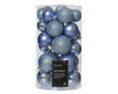 Produktbild von Weihnachtskugeln Kunststoff 4-6cm 30 Stück - Dämmerungsblau