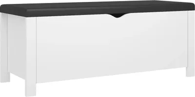 Produktbild von vidaXL Sitzbank mit Stauraum und Kissen Weiß 105x40x45cm Holzwerkstoff