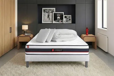 Produktbild von Komplettpaket Bett - Matratze 180x200 cm + Boxspringbett mit Lattenrost (im Set) + 2 Kopfkissen + Bettdecke - Form