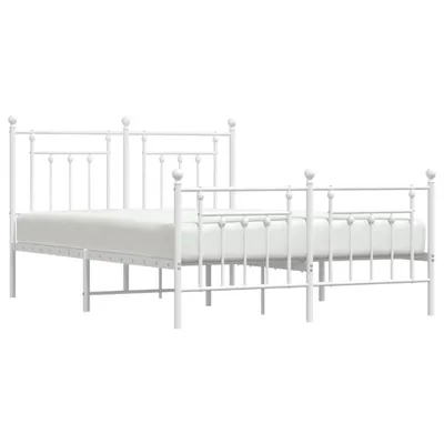Image de vidaXL Cadre de lit avec tête et pied de lit en métal blanc 150x200 cm