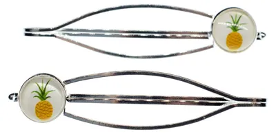 Produktbild von Ananas 2er Set Haarspangen Cabochon Miniblings Sommer Obst Essen Frucht Früchte