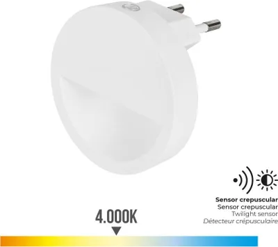 Image de Lampe Nuit Led Ronde Edm Capteur Crépusculaire Automatique - Edm