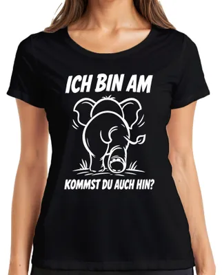 Obrázok produktu pre Čau, prídeš tiež? Dámske tričko "Elefant", nápis "Po Statement", sarkastický motív, farba: čierna, veľkosť: L