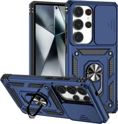 Produktbild von Samsung Galaxy S25 Ultra Hülle - Coverup Armor Ring Ständer Back Cover mit Kamera Schutz - Blau