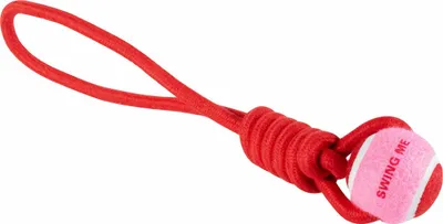 Produktbild von Coockoo Hundespielzeug Ball mit Seilschlaufe Swing Me rot/rosa