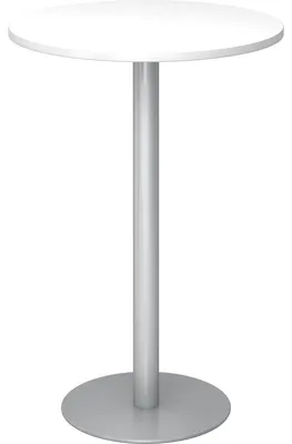 Zdjęcie produktu dla BISTRO H80R S - Stół konferencyjny, biały, srebrne nogi, średnica 80 cm
