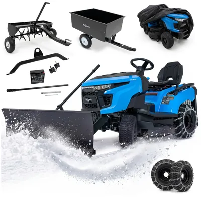 Produktbild von Rasentraktor HEXWELT HW-TR-586 586 cm³ 107 cm Hydrostat 250 l mit Schneeschild Anhänger Aerator