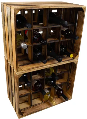 Produktbild von 2er set Flaschenregal Henry  12er geflammt Weinregal Flaschenregal Weinablage Wasserkiste Holzkiste