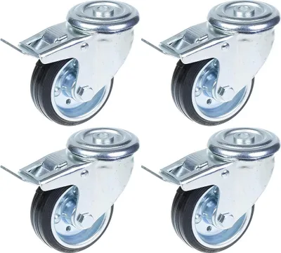Immagine prodotto di ruote da 80 mm e 3", girevoli con freno, capacità di 280 kg, set di 4 pezzi