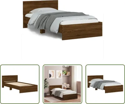 Produktbild von The Living Store Bettgestell mit Kopfteil Braun Eichen-Optik 100x200 cm