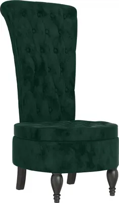 Image de vidaXL Chaise rembourrée à haut dossier vert foncé velours à boutons