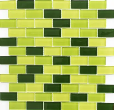 Produktbild von Mosaikfliese Transluzent grün Brick Glasmosaik Crystal hellgrün grün dunkelgrün MOS76-0506