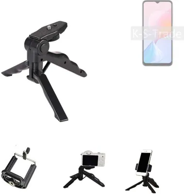 Produktbild von K-S-Trade Stativ Tisch-Ständer Dreibein Handy-Stativ Ständer kompatibel mit Blackview A85 Mini-Stativ Smartphone Tripod Handy-Stativ aus Plastik