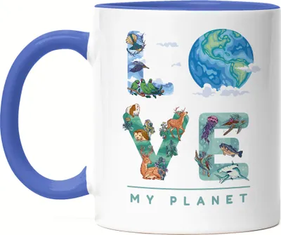Produktbild von Love My Planet Tasse Blau Umwelt-Verschmutzung Fußabdruck Erde Dekarbonisierung