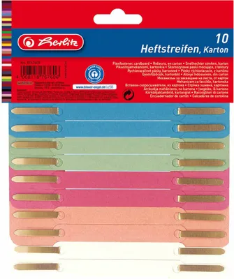 Produktbild von Herlitz Heftstreifen 34 x 150 mm RC Karton farbig sortiert 10 Stück