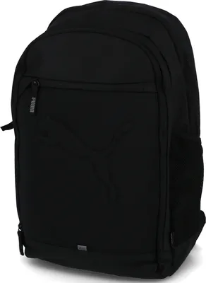 A black Puma backpack is shown against a white background.