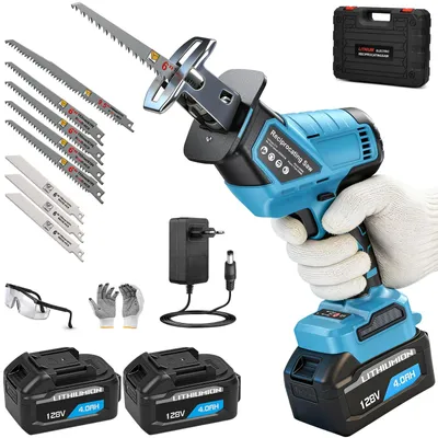 Image de Scie sauteuse Accu - 450W - 2 batteries 21V - 8 lames de scie - Pour bois, métal et PVC