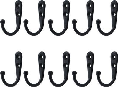 INF Wandhaken mit Schrauben 10er-Pack Schwarz